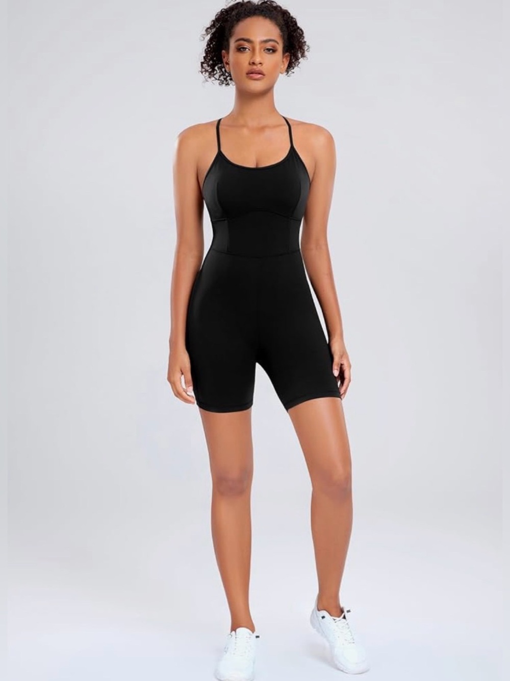 AGONVIN 
Women's Workout Spaghetti Strap Rompers Shorts Tummy Control One Piece